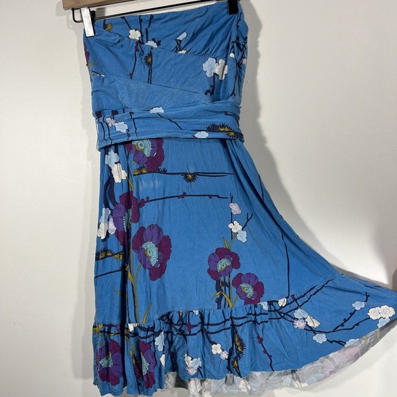 Free People Blue Floral Strapless Mini Dress Women's Small - Picture 5 of 12